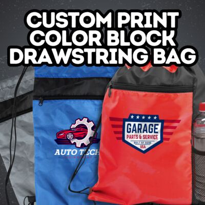 Custom Print Color Block Drawstring Backpack Thumbnail