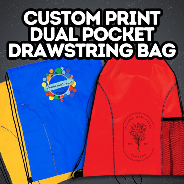 Custom Print Dual Pocket Drawstring Backpack Thumbnail
